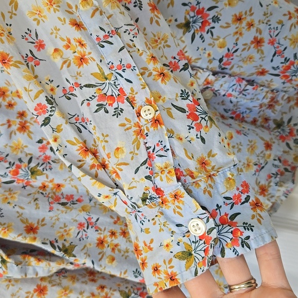 J Crew Mercantile Floral Ruffled long sleeve dress shirt size small - Picture 4 of 6